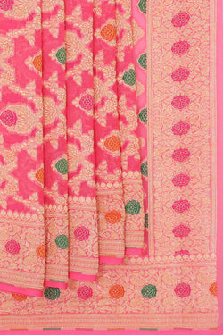 Collection of Banarasi Georgette Pink Saree in a gallery layout