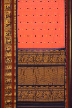 Image of Gadwal-Silk Peach Saree