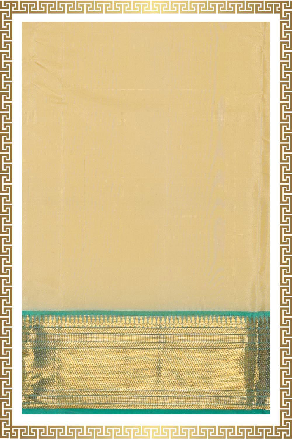 Collection of Kanchi Silk Light Beige Traditional Dhoti With Kanduva (8 X 4) in a gallery layout