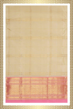 Collection of Kanchi Silk Ivory Cream Traditional Dhoti With Kanduva (8 X 4) in a gallery layout