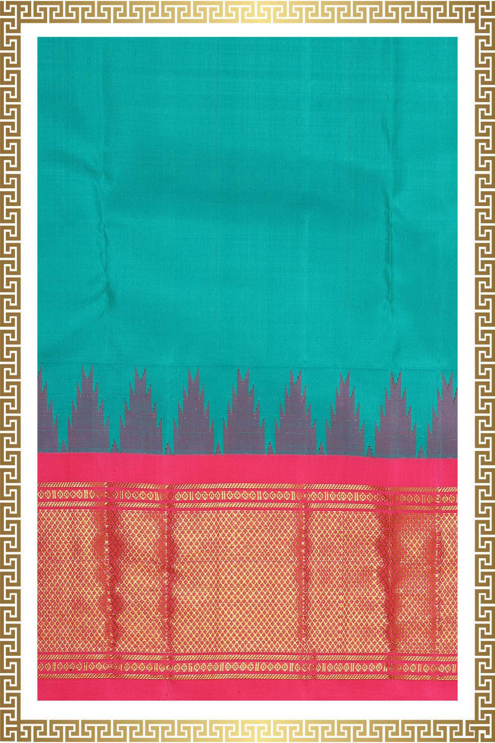 Collection of Kanchi Silk Sea Green Traditional Dhoti With Kanduva (8 X 4) in a gallery layout