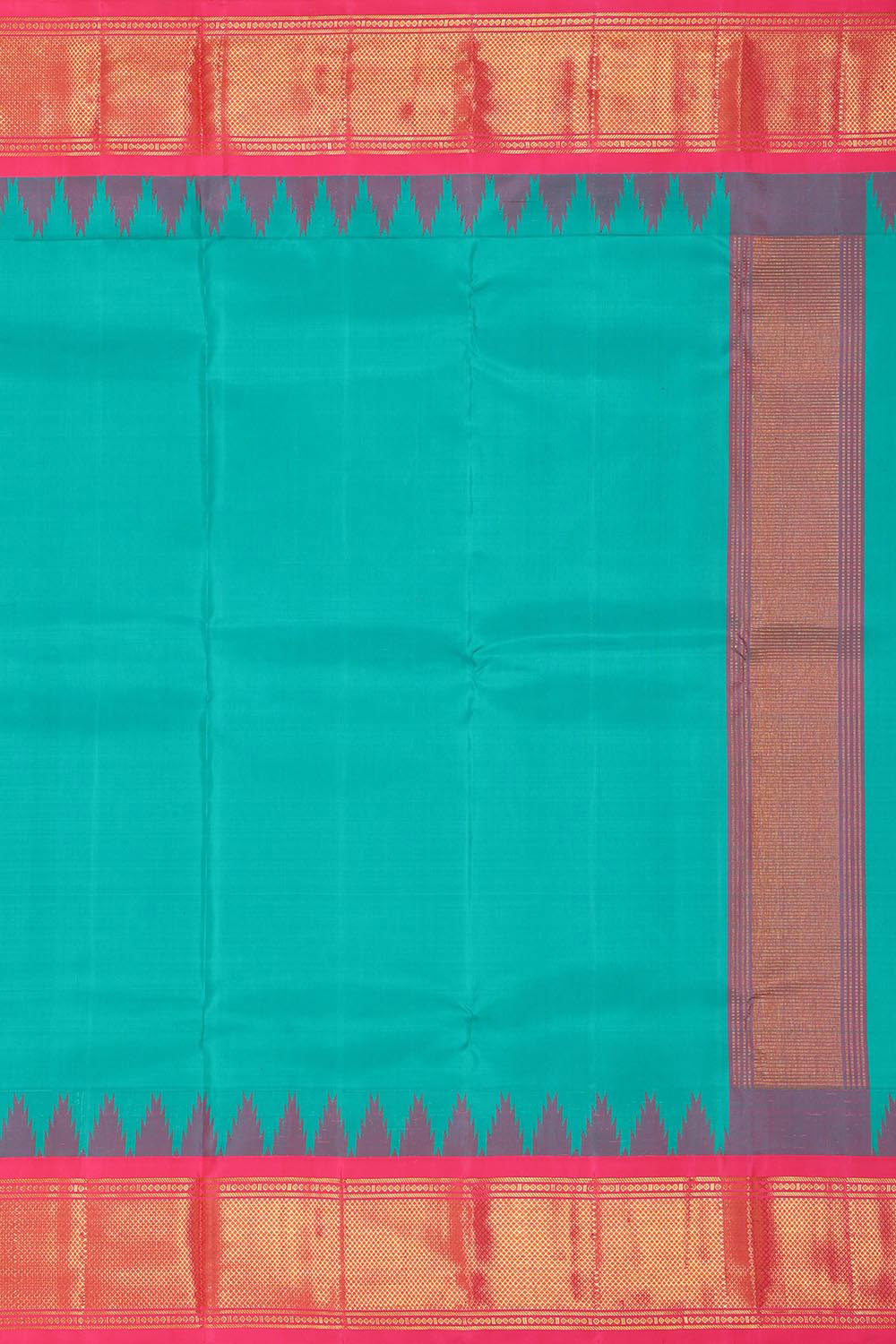 Image of Kanchi Silk Sea Green Traditional Dhoti With Kanduva (8 X 4)