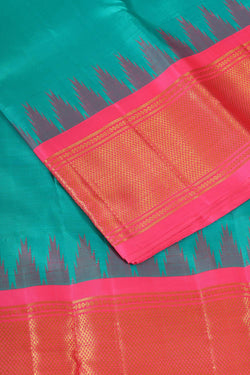 Collection of Kanchi Silk Sea Green Traditional Dhoti With Kanduva (8 X 4) in a gallery layout