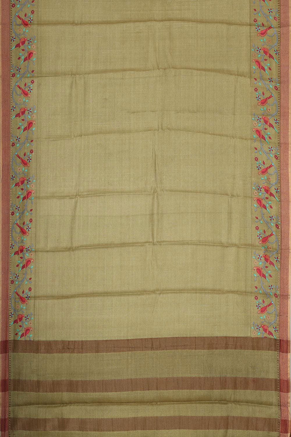 Collection of Tussar Silk Sage Green Saree in a gallery layout