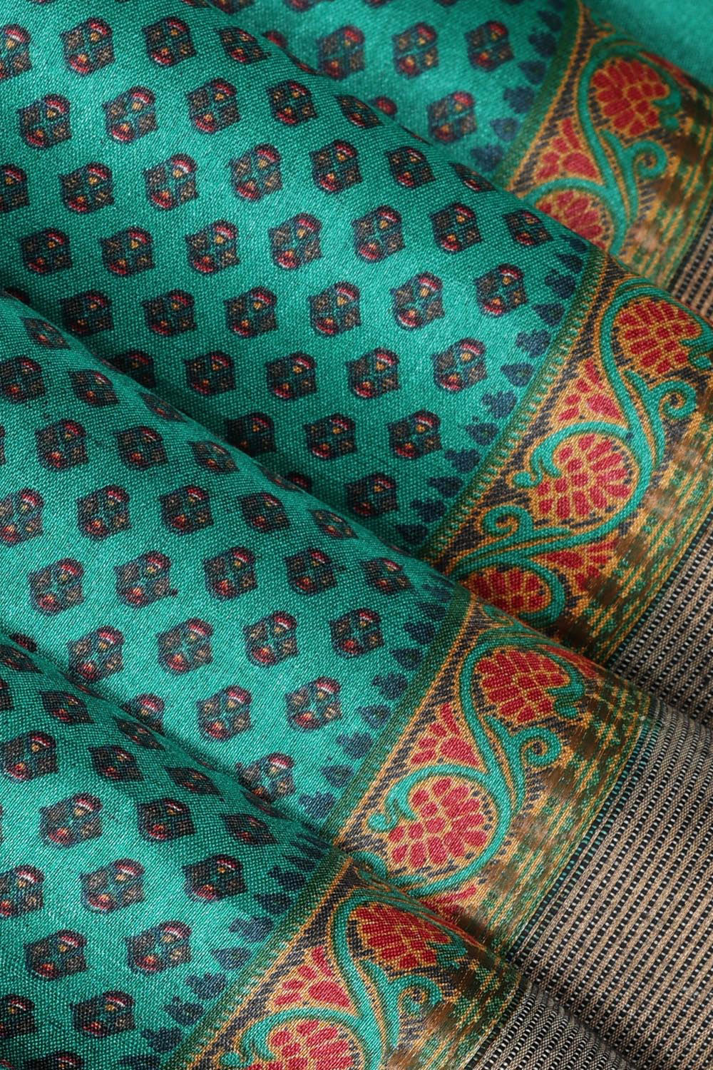 Image of Tussar Silk Sea Green Saree