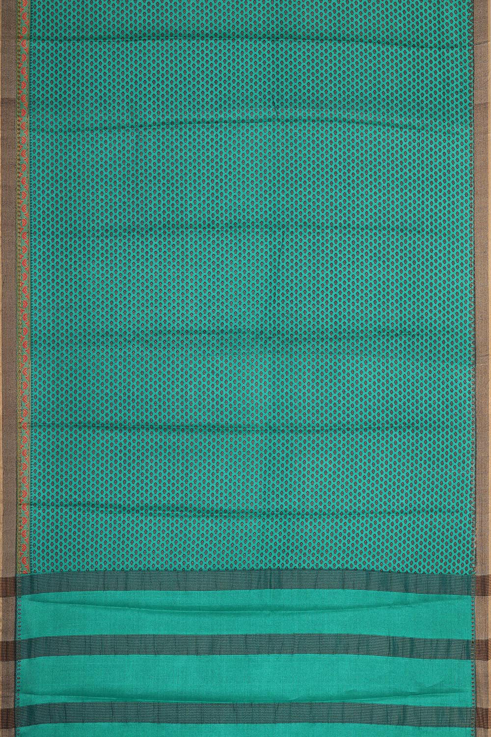 Image of Tussar Silk Sea Green Saree