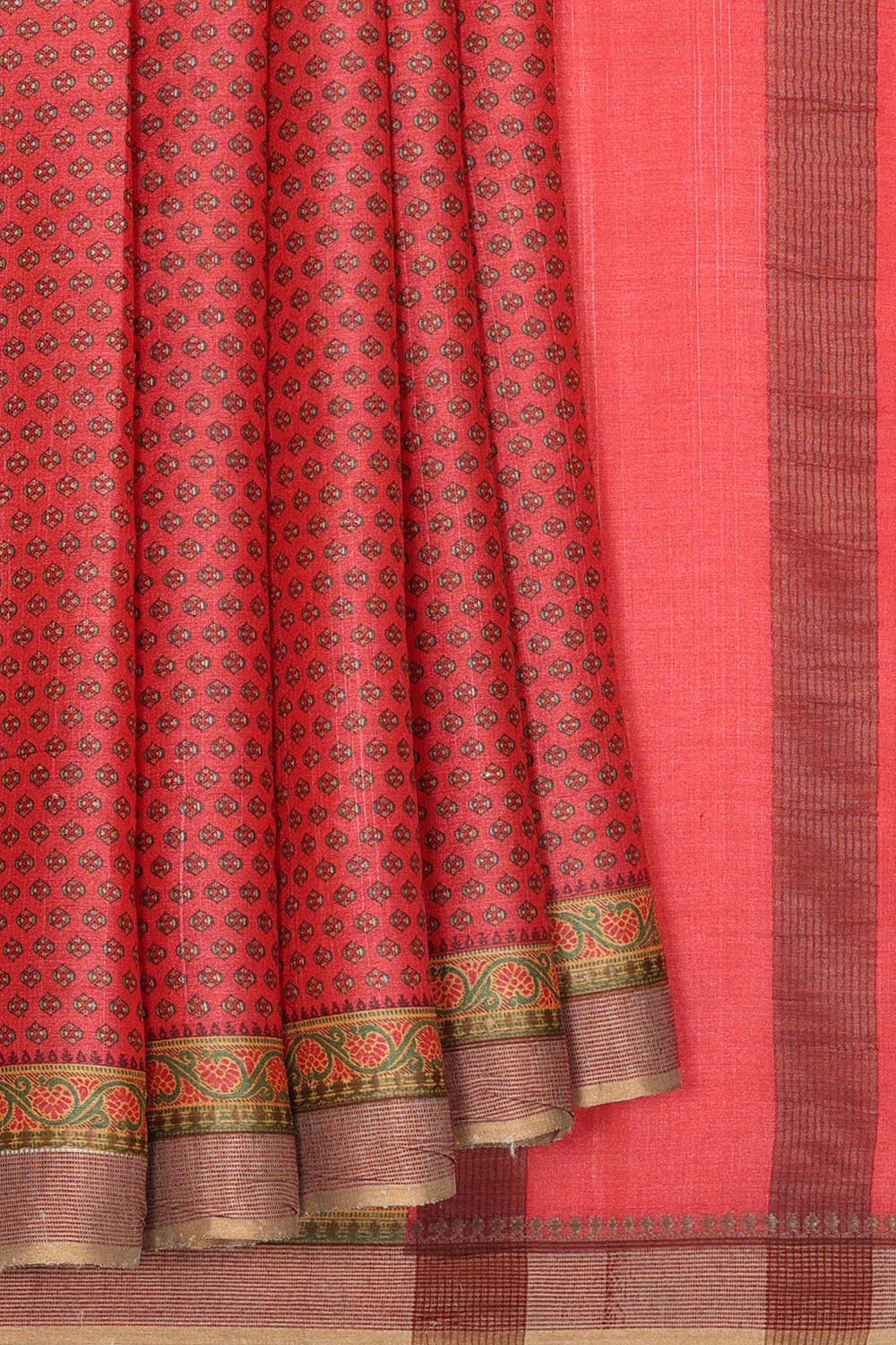 Collection of Tussar Silk Coral-Pink Saree in a gallery layout