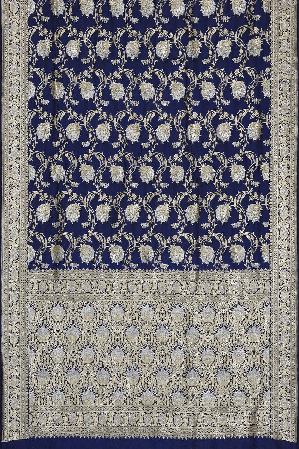 Collection of Banarasi Silk Brocade Indigo Blue Saree in a gallery layout