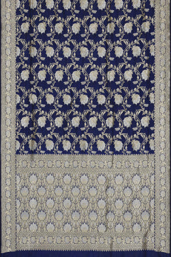 Collection of Banarasi Silk Brocade Indigo Blue Saree in a gallery layout