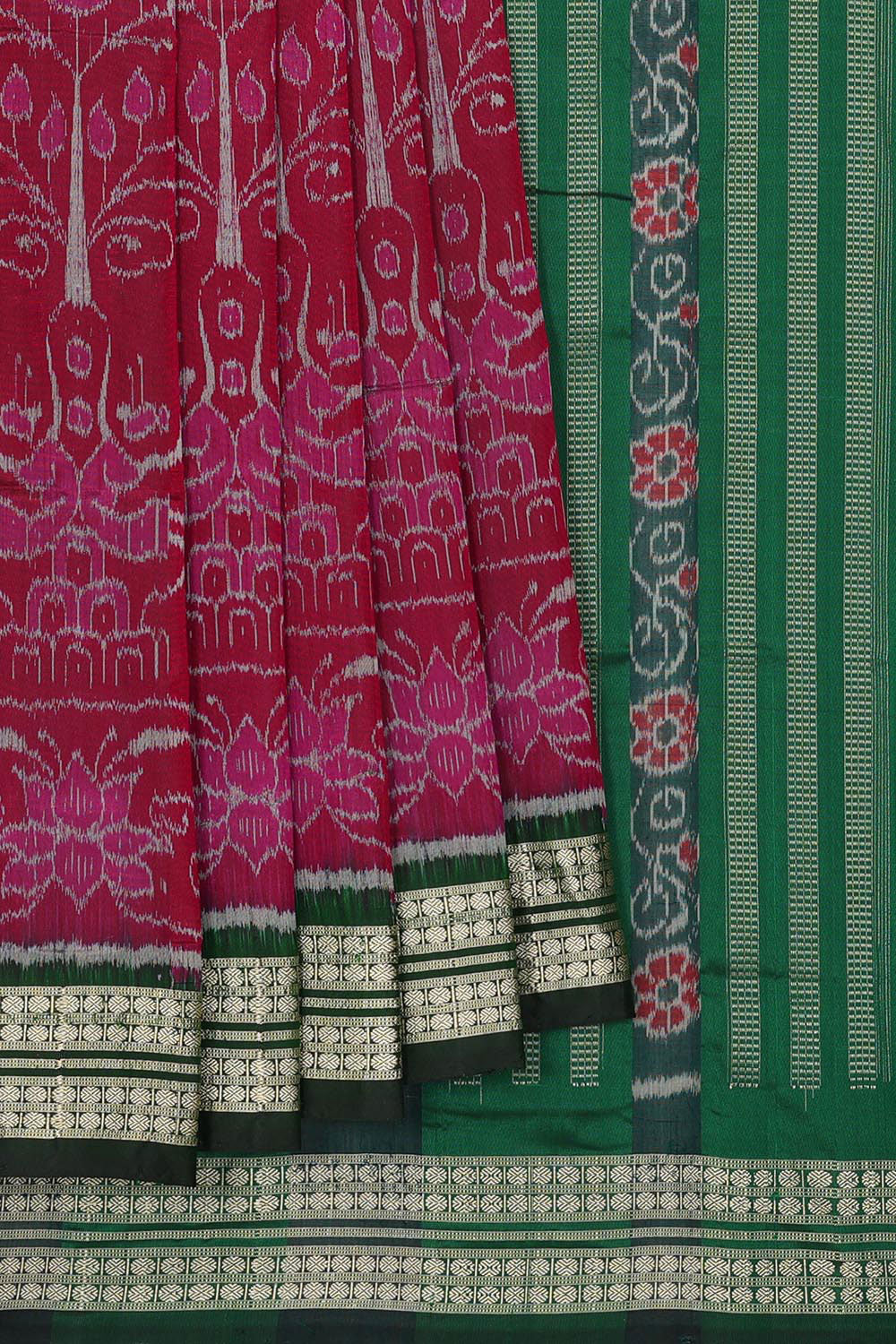 Collection of Sambalpuri Silk Vermillion Red Saree in a gallery layout