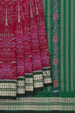 Collection of Sambalpuri Silk Vermillion Red Saree in a gallery layout