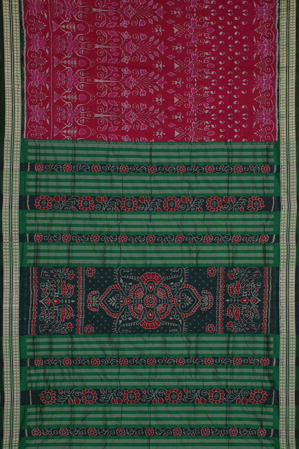 Collection of Sambalpuri Silk Vermillion Red Saree in a gallery layout