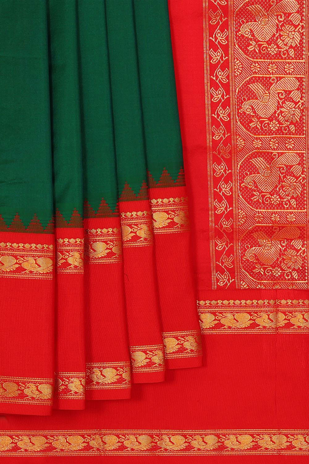 Narayanpet Silk Bottle Green Saree