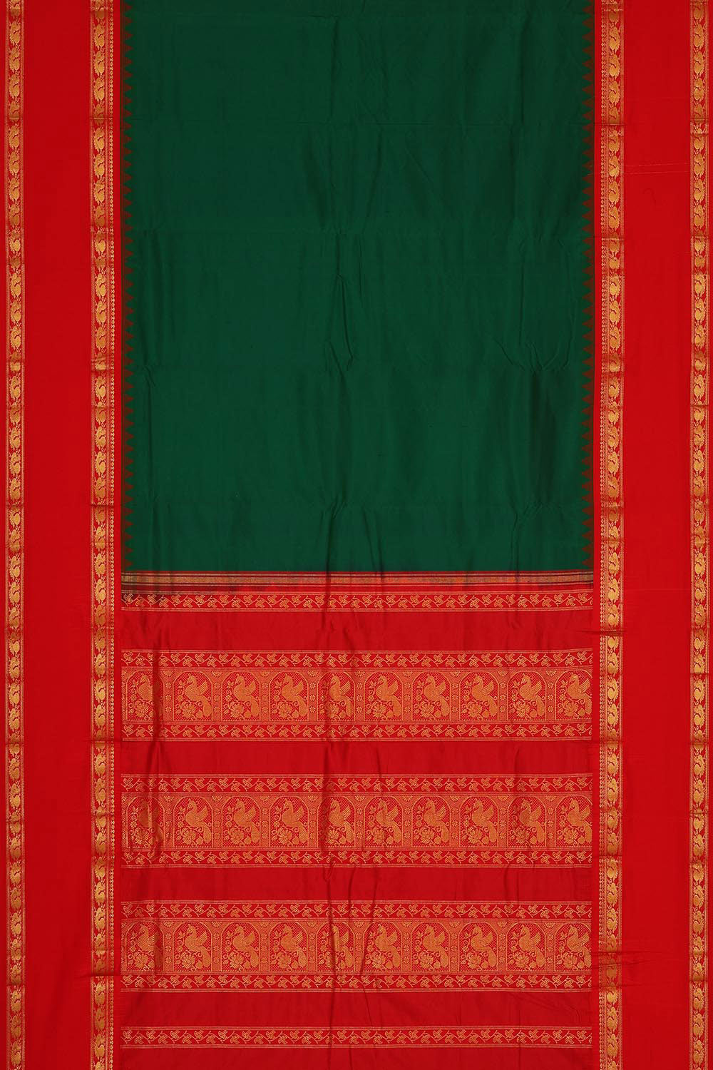 Narayanpet Silk Bottle Green Saree