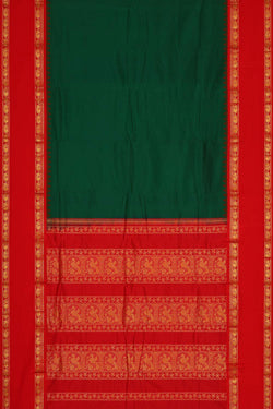 Image of Narayanpet Silk Bottle Green Saree