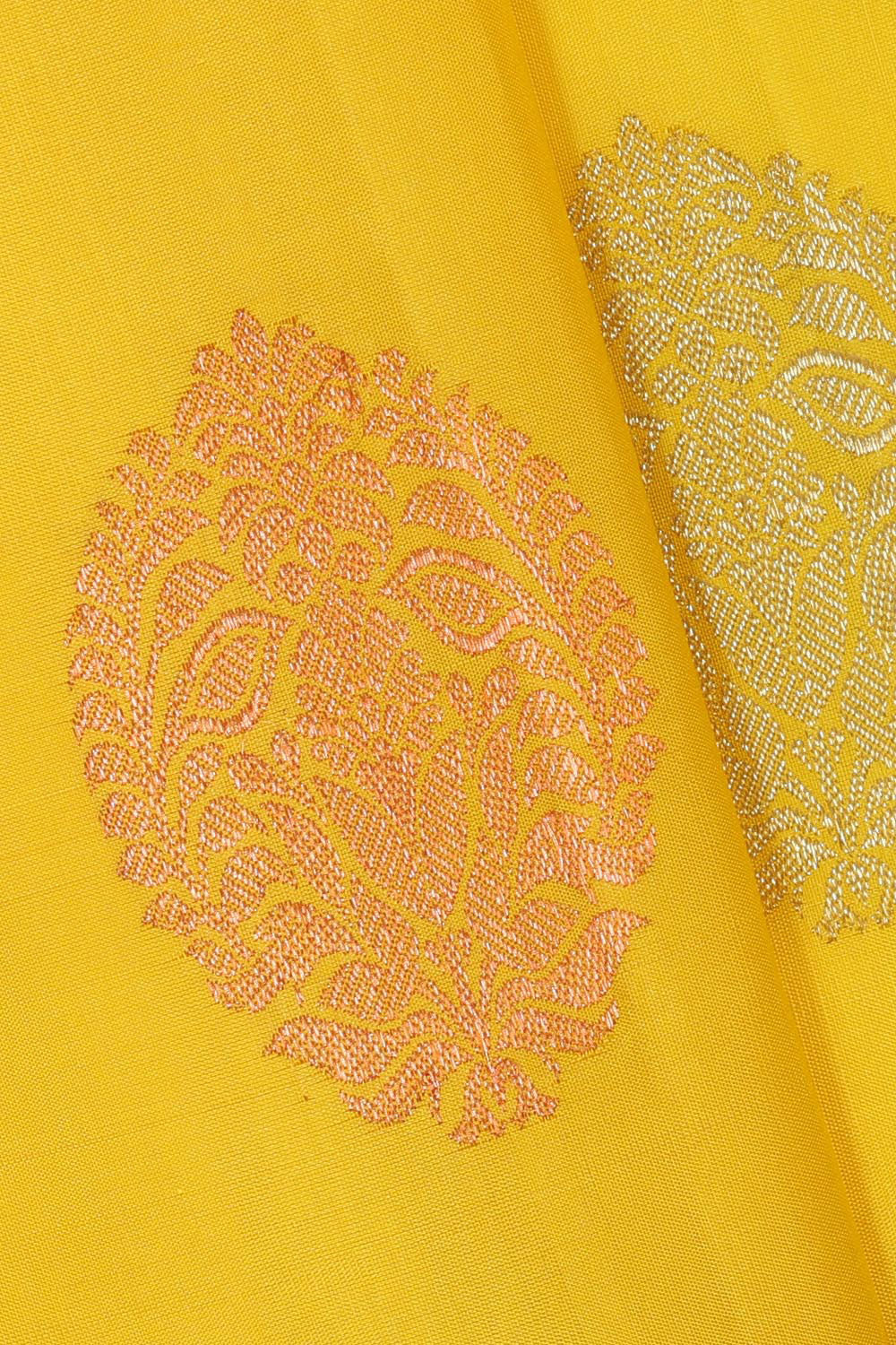 Kanchipattu Yellow Pavada Unstitched Set