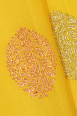 Image of Kanchipattu Yellow Pavada Unstitched Set