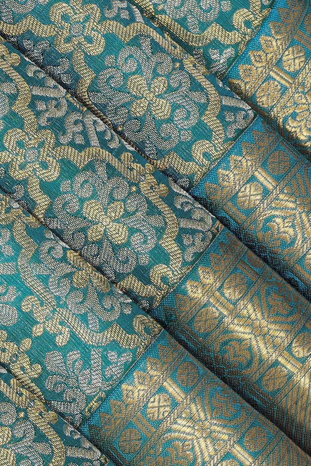 Kanchipattu Brocade Teal Blue Saree