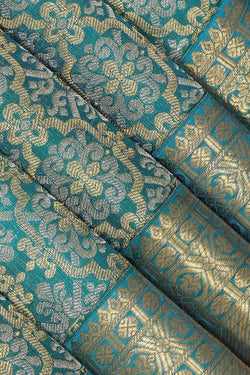 Image of Kanchipattu Brocade Teal Blue Saree