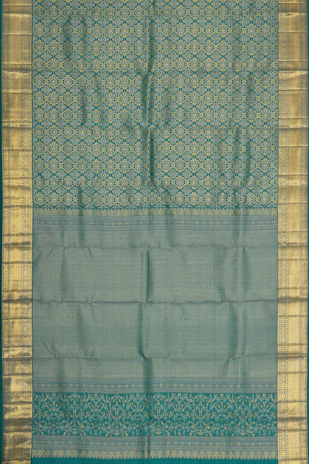 Image of Kanchipattu Brocade Teal Blue Saree