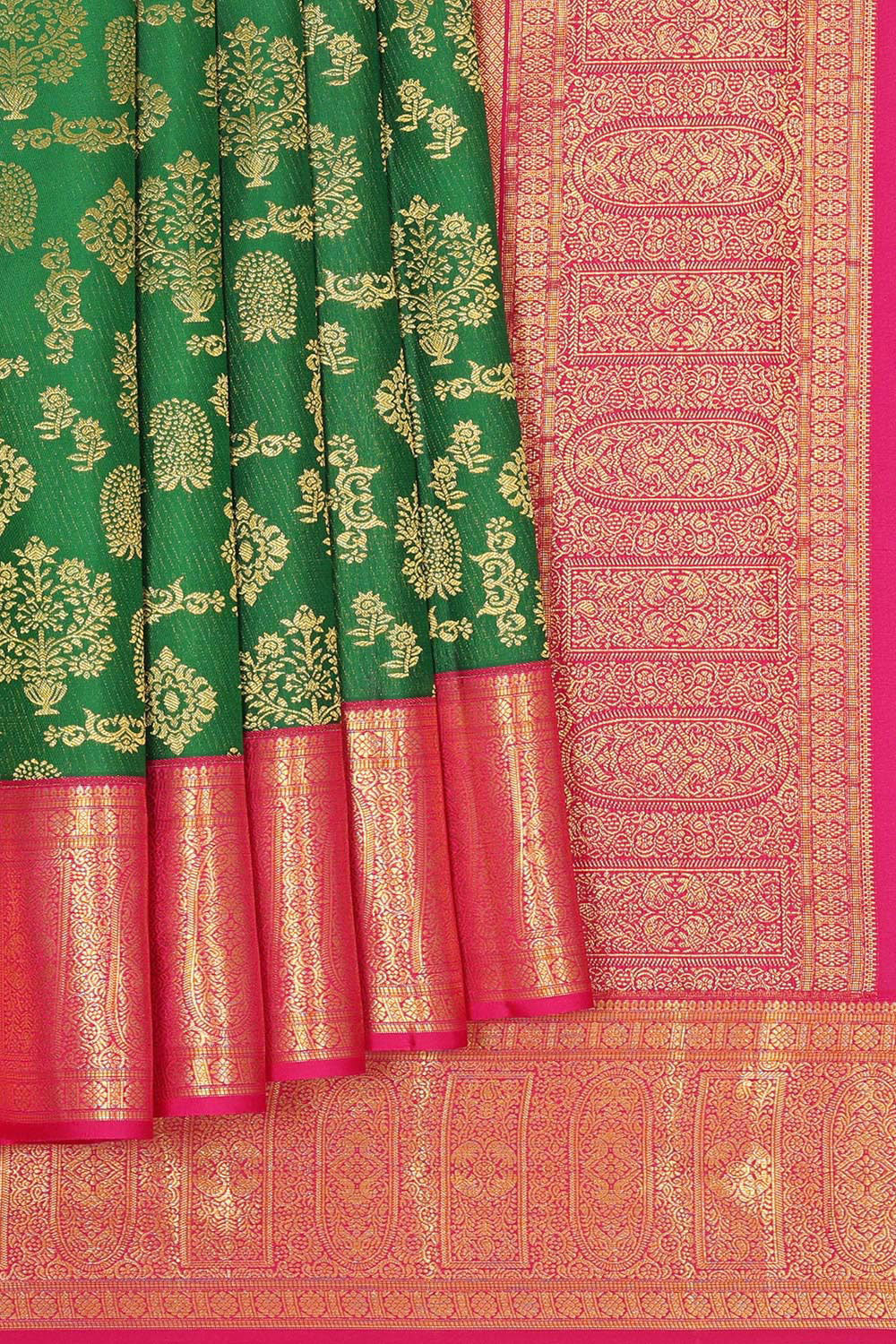 Image of Kanchipattu Dark Green Brocade Saree