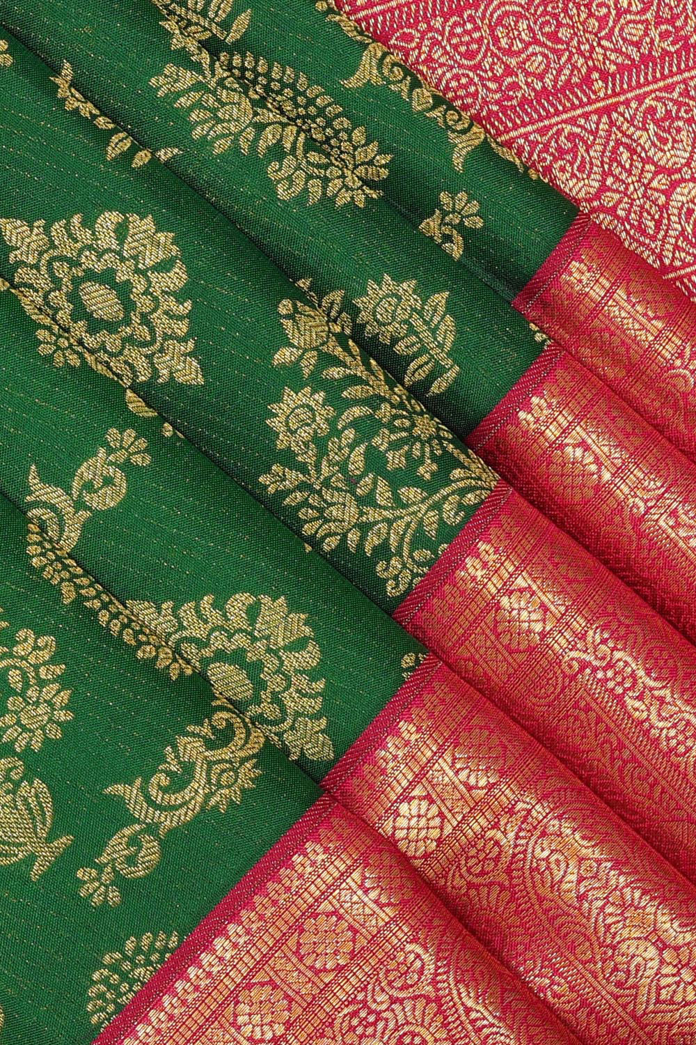 Image of Kanchipattu Dark Green Brocade Saree