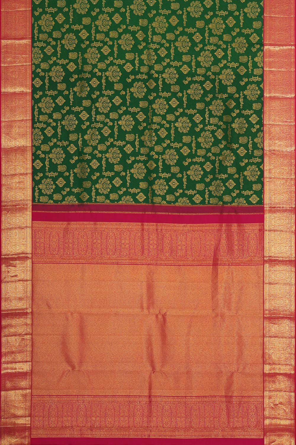 Image of Kanchipattu Dark Green Brocade Saree