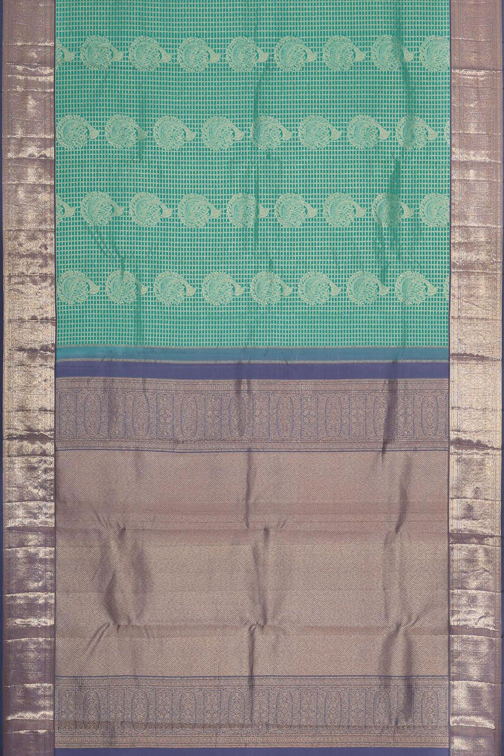 Collection of Kanchipattu Brocade Turquoise Green Saree in a gallery layout