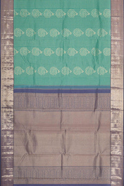 Collection of Kanchipattu Brocade Turquoise Green Saree in a gallery layout