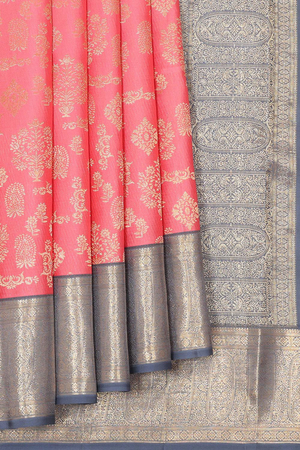 Kanchipattu Coral-Pink Saree