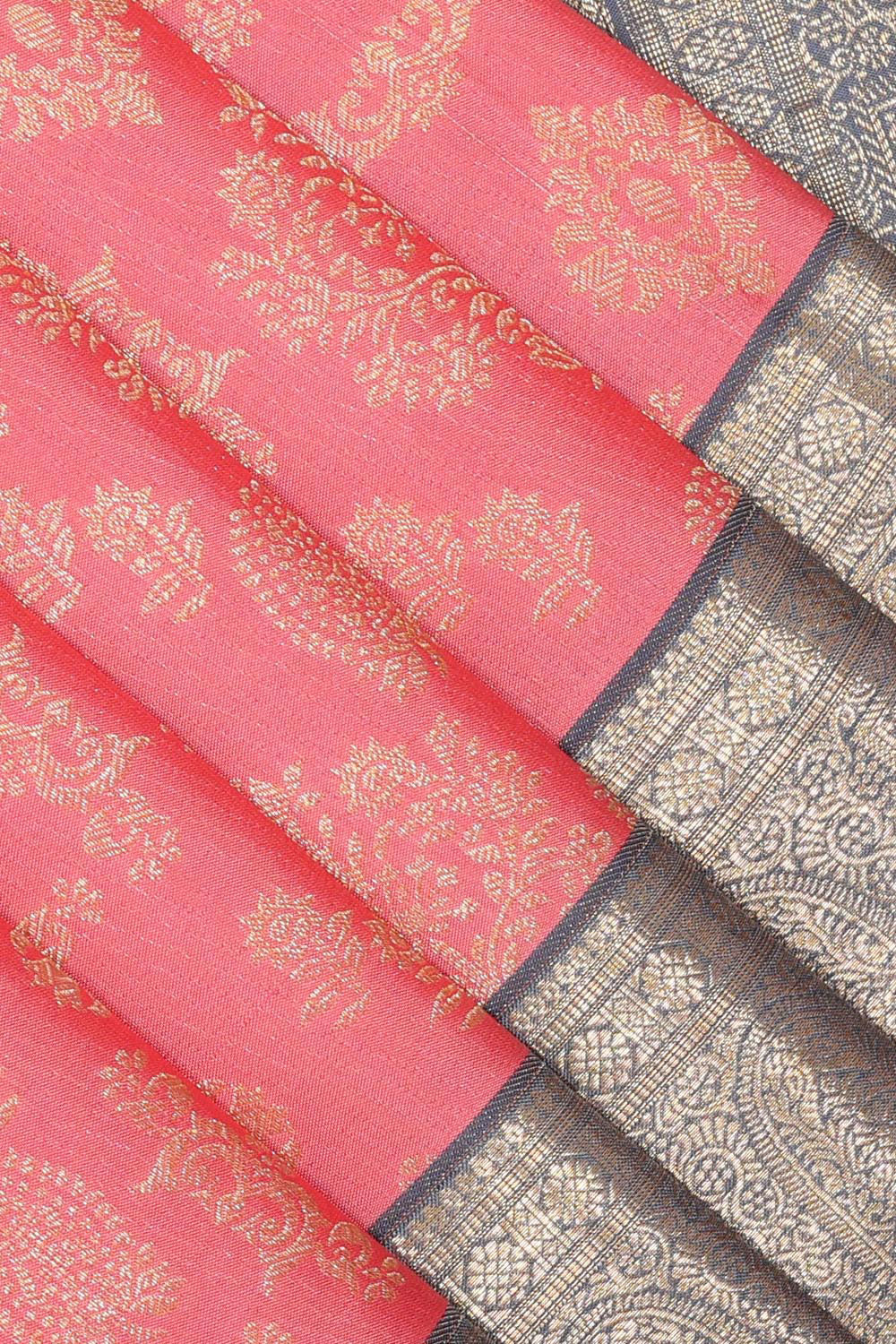 Kanchipattu Coral-Pink Saree