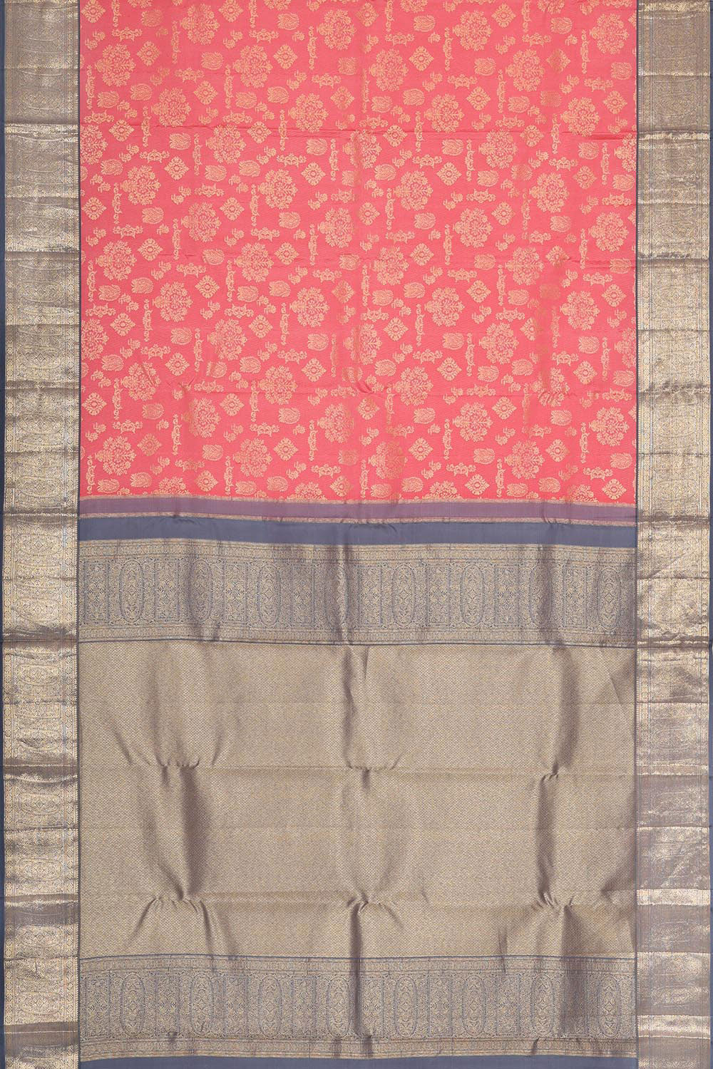 Kanchipattu Coral-Pink Saree