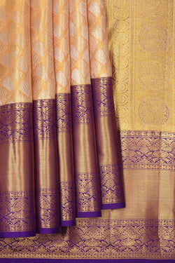 Image of Kanchipattu Tissue Brocade Peach Saree