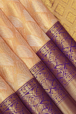 Image of Kanchipattu Tissue Brocade Peach Saree