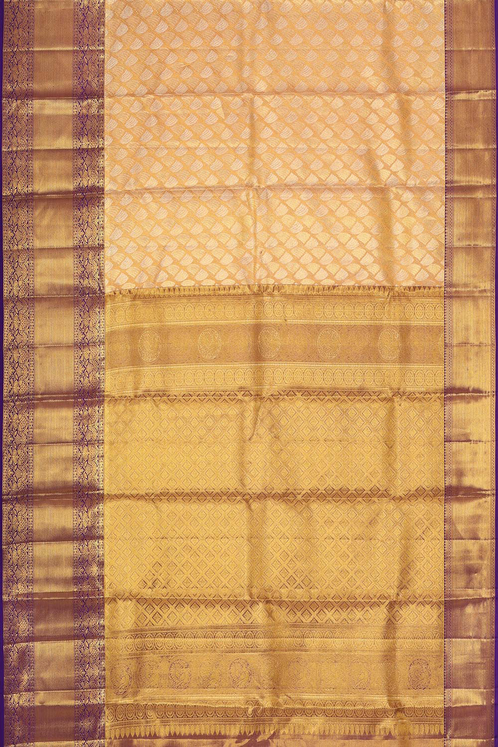 Kanchipattu Tissue Brocade Peach Saree