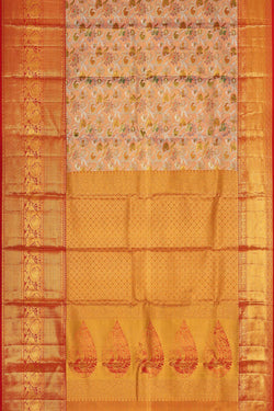 Image of Kanchipattu Tissue Brocade Gold/Peach Saree