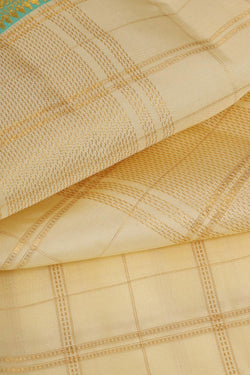 Image of Kanchi Silk Cream Traditional Dhoti With Kanduva (8 X 4)