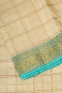 Image of Kanchi Silk Cream Traditional Dhoti With Kanduva (8 X 4)