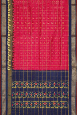 Collection of Pochampally Silk Ikat Fuchsia-Pink Saree in a gallery layout