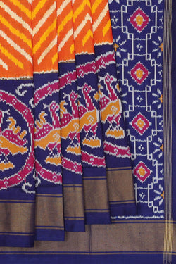 Collection of Pochampally Silk Ikat Orange Saree in a gallery layout