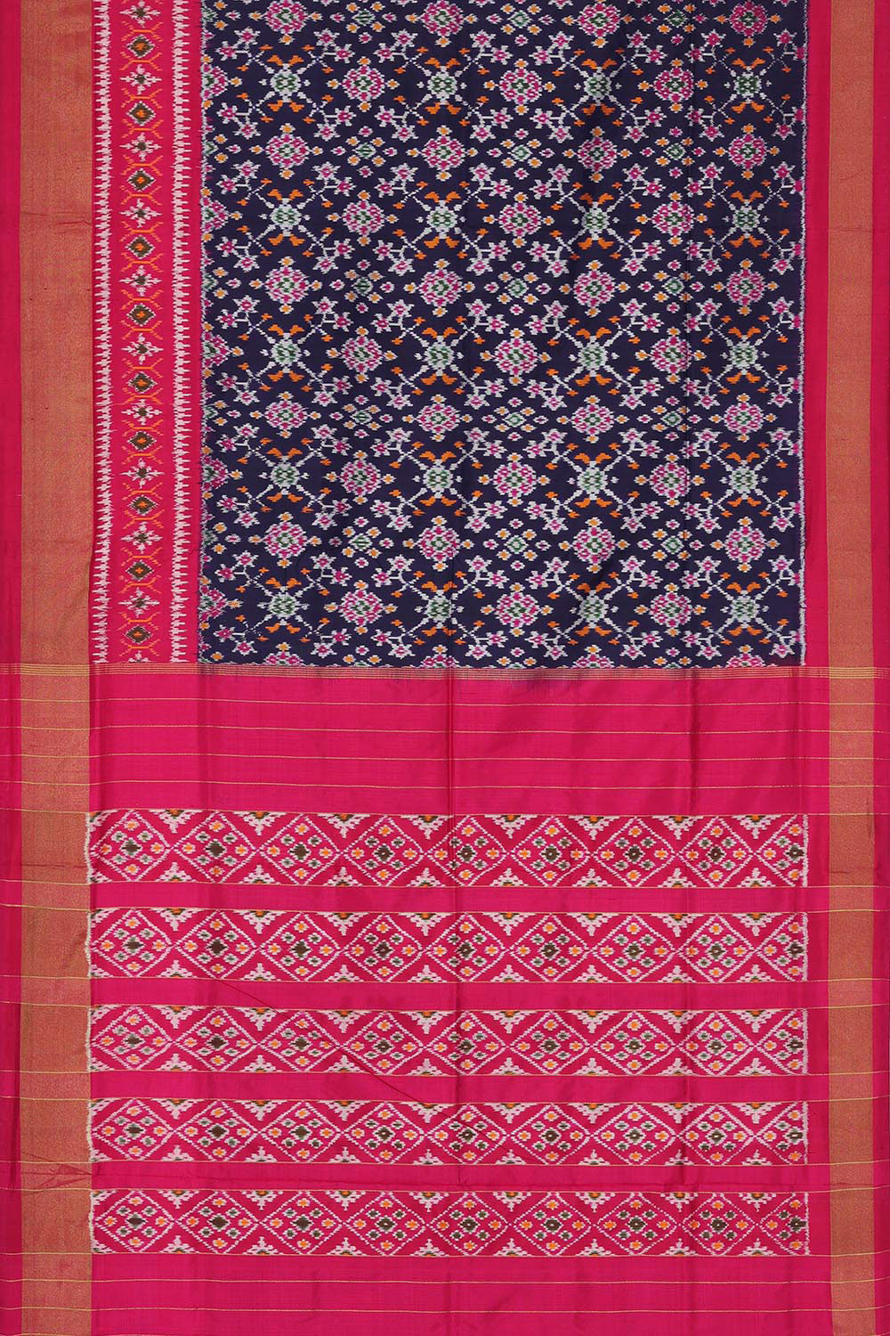 Collection of Pochampally Silk Ikat Navy Blue Saree in a gallery layout