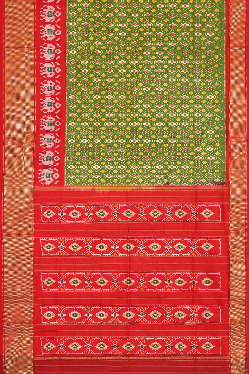 Pochampally Silk Ikat Green Saree