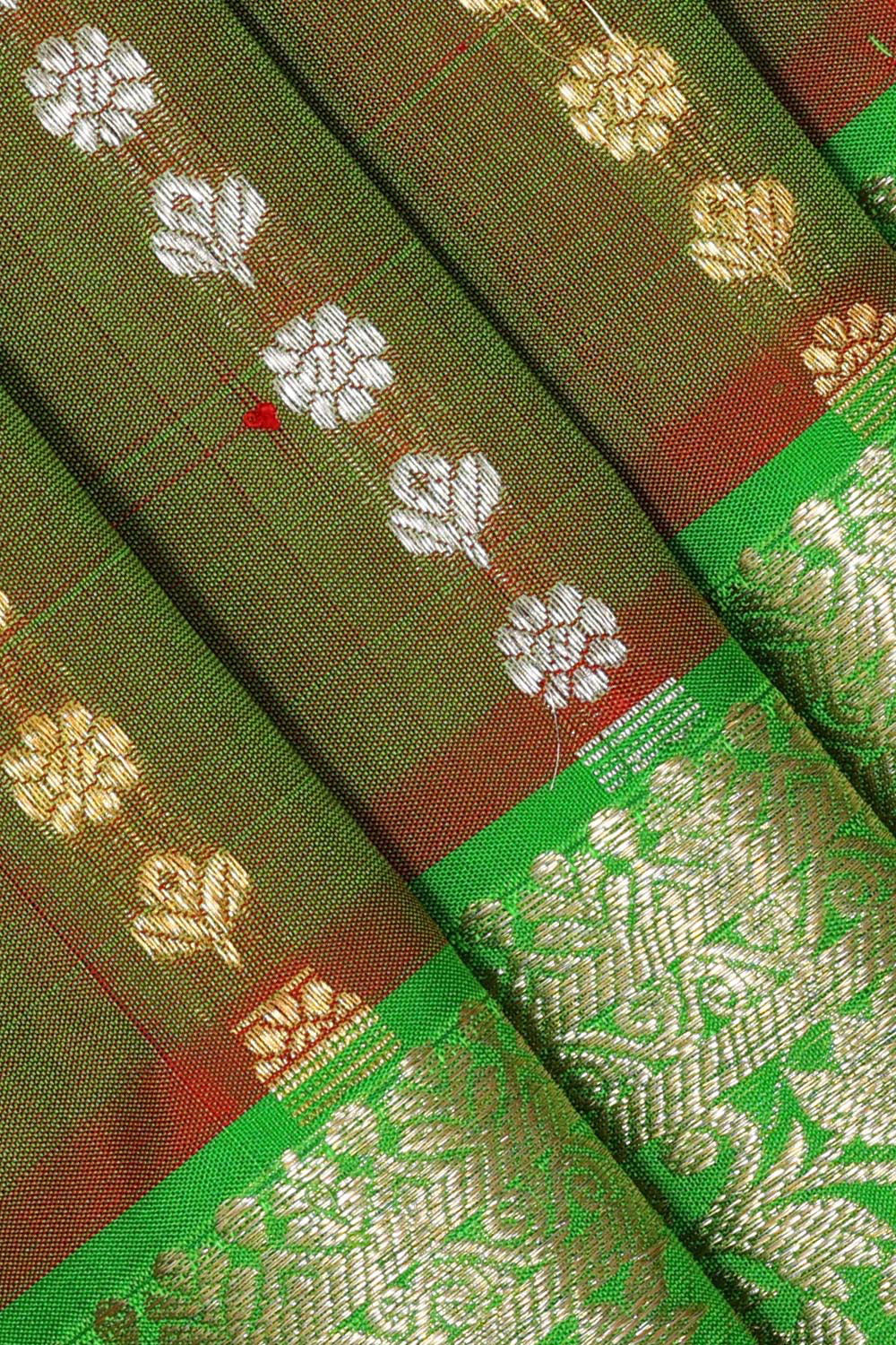 Collection of Venkatagiri Silk Green Saree in a gallery layout