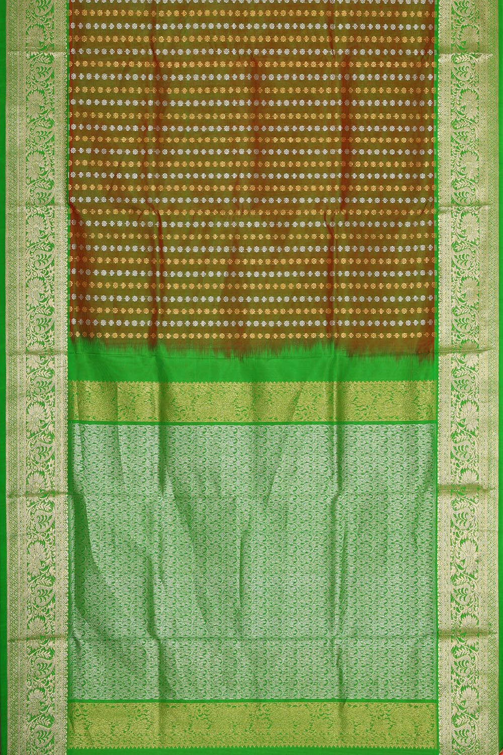 Collection of Venkatagiri Silk Green Saree in a gallery layout