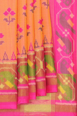 Collection of Rajkot Patola Silk Peach Saree in a gallery layout