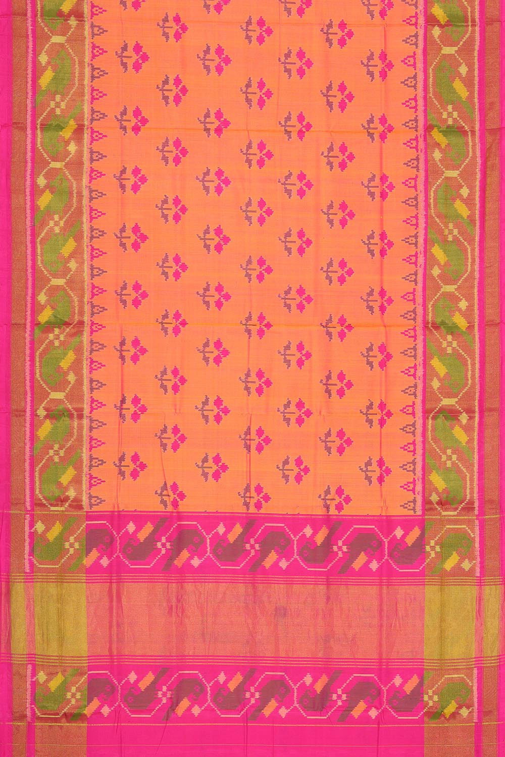 Collection of Rajkot Patola Silk Peach Saree in a gallery layout