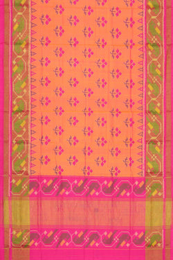 Collection of Rajkot Patola Silk Peach Saree in a gallery layout