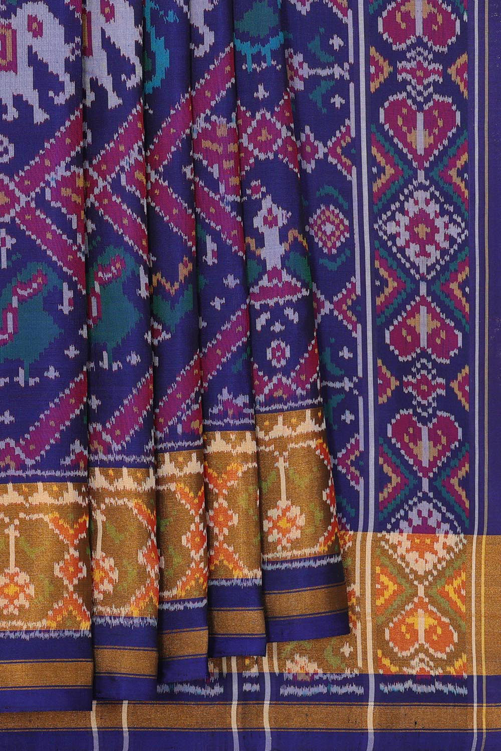 Collection of Rajkot Patola Silk Indigo Blue Saree in a gallery layout