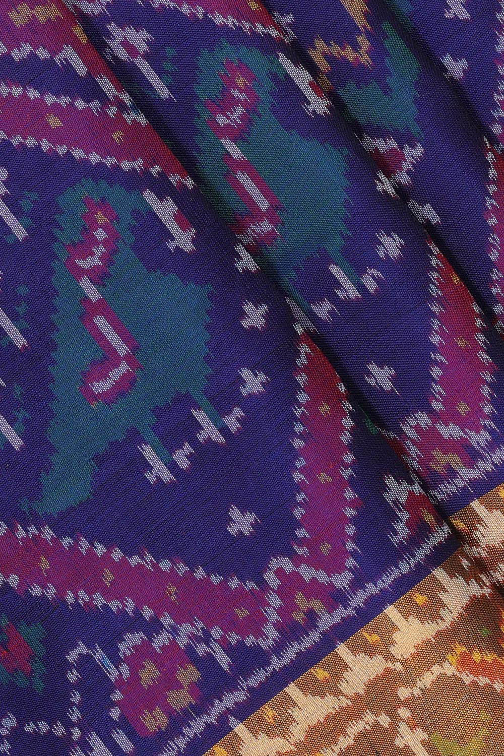 Collection of Rajkot Patola Silk Indigo Blue Saree in a gallery layout