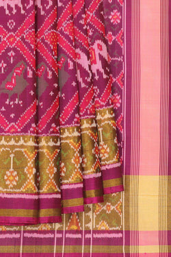 Collection of Rajkot Patola Silk Magenta Pink Saree in a gallery layout